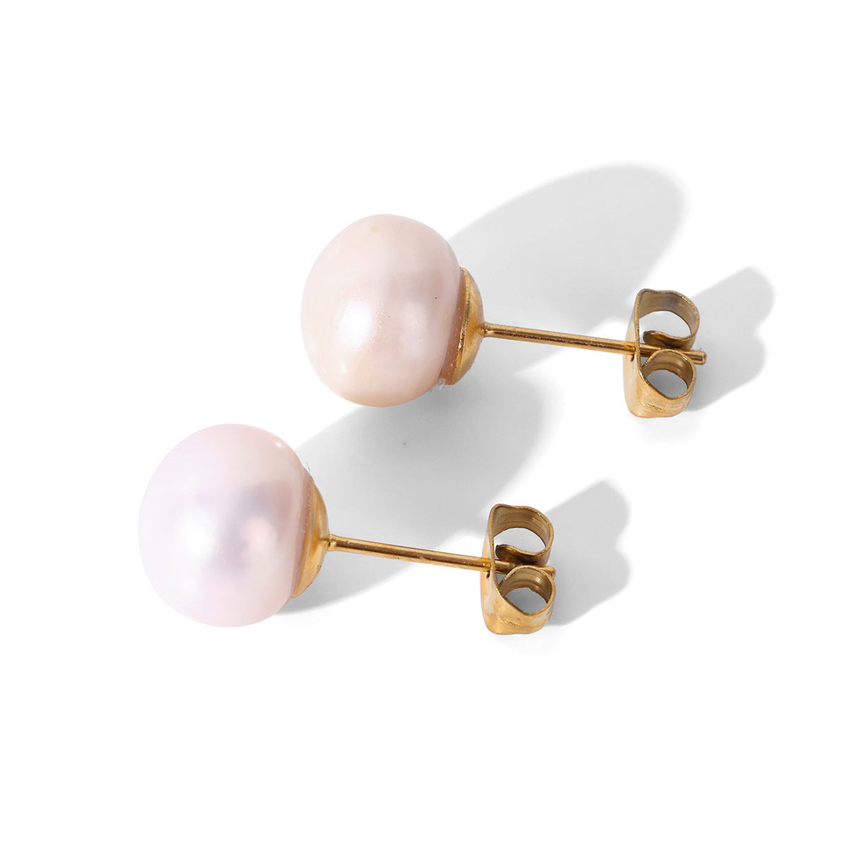 Wholesale Retro Freshwater Pearl Earrings Simple Stackable Stainless Steel Everyday Wear Jewelry Gift