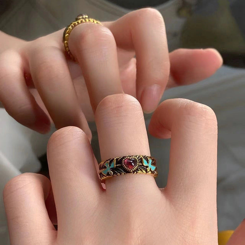 Wholesale Vintage Bird Holding Old Love Flying Goose Open Ring ACC-RS-LanHe003