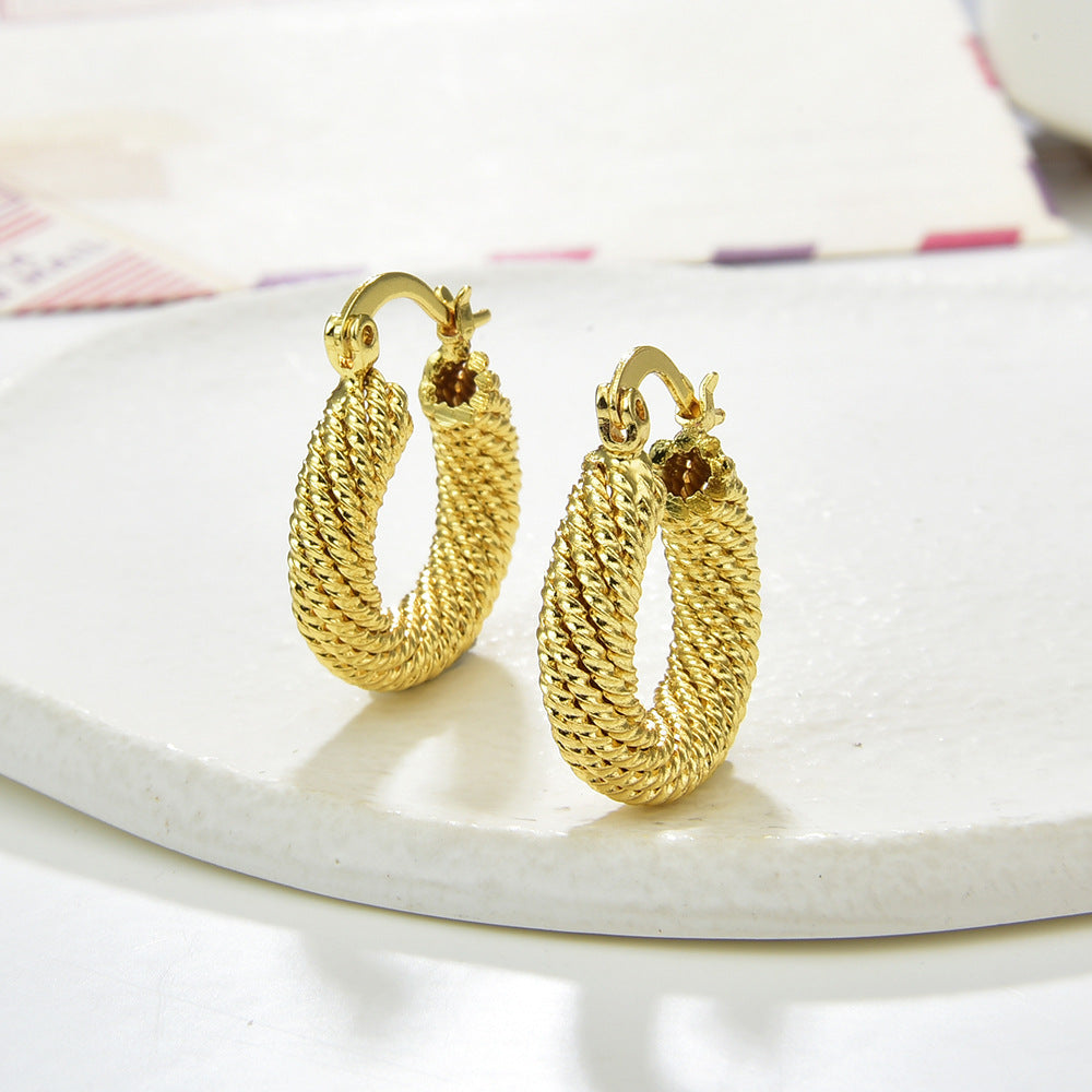 Wholesale  Retro Metal Earrings Multi-Thread Twist Hollow Earrings