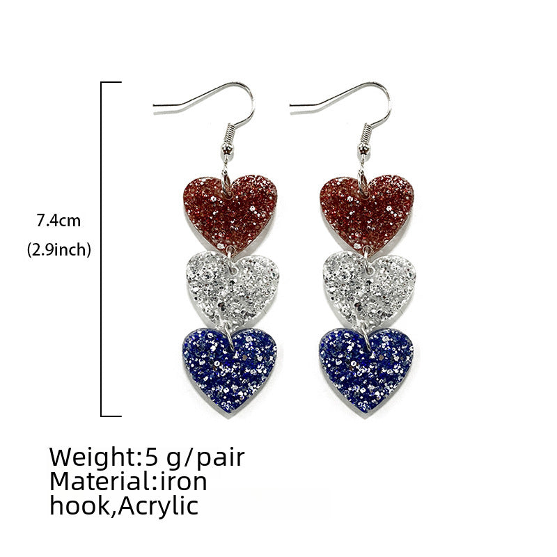 Wholesale American Independence Day Love Five-pointed Earrings
