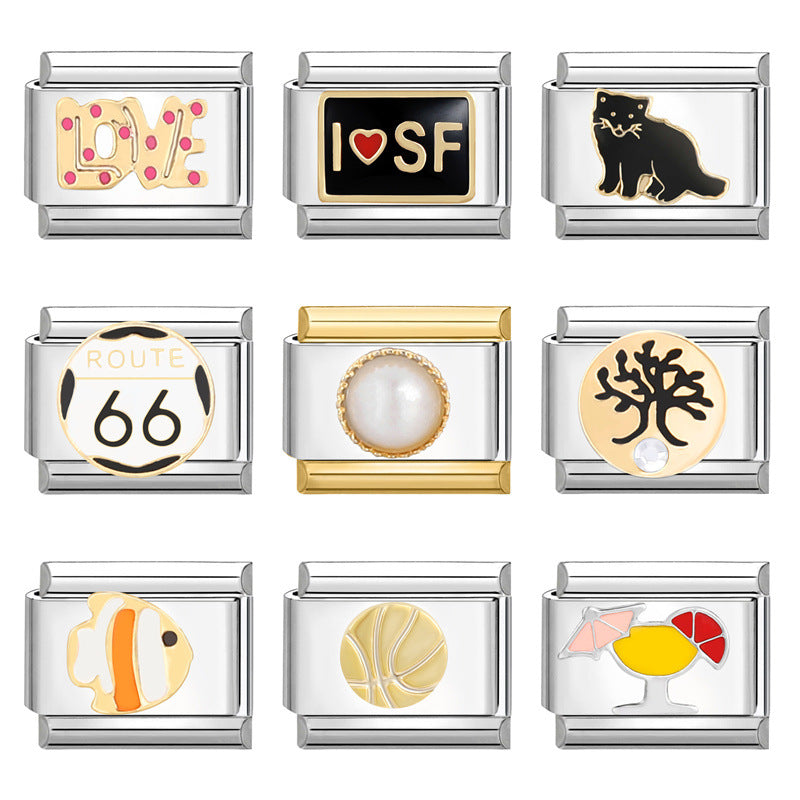 Wholesale Italian Charm Bracelet 9mm DIY Splicing Removable Stainless Steel Composable Bracelet