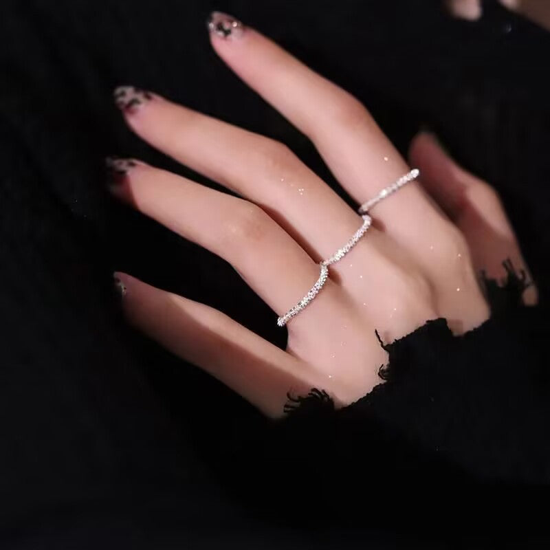 Wholesale Korean Style Sparkling Silver Starry Sky Ring For Women Chic Fashion Accessory Gift For Party