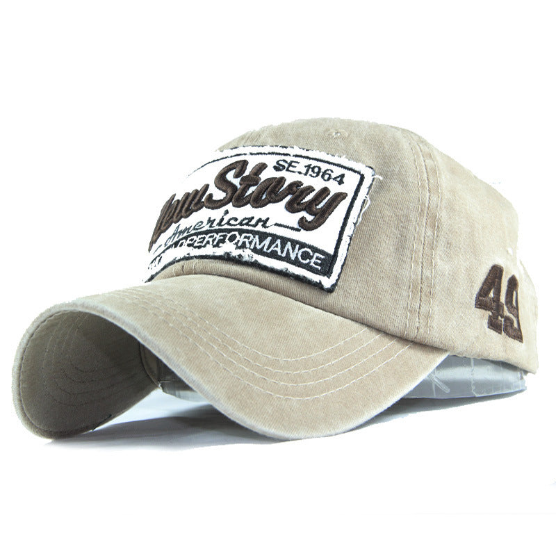Wholesale Cotton Washed Khaki Embroidered Baseball Cap Adjustable Summer Sun Hat Trendy Everyday Wear