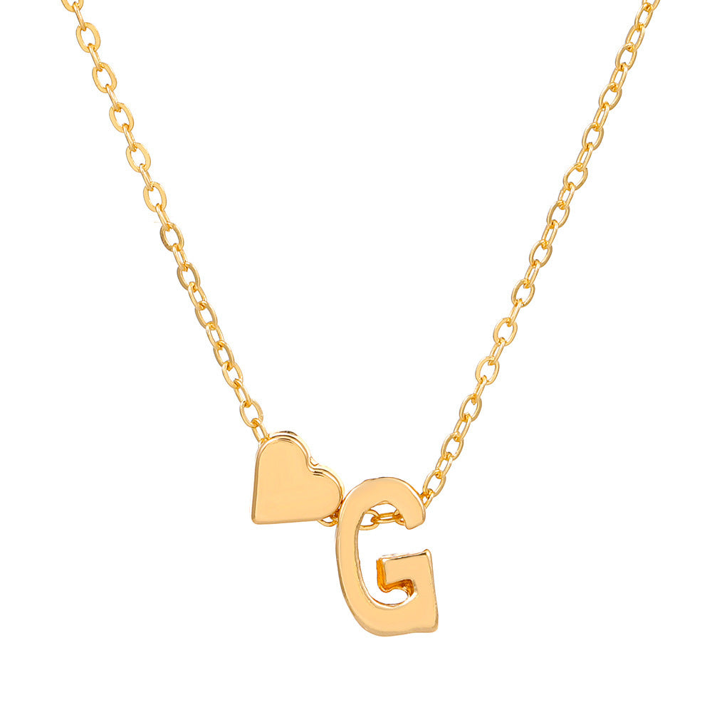 Wholesale Heart-shaped 26-letter English alphabet pendant necklace