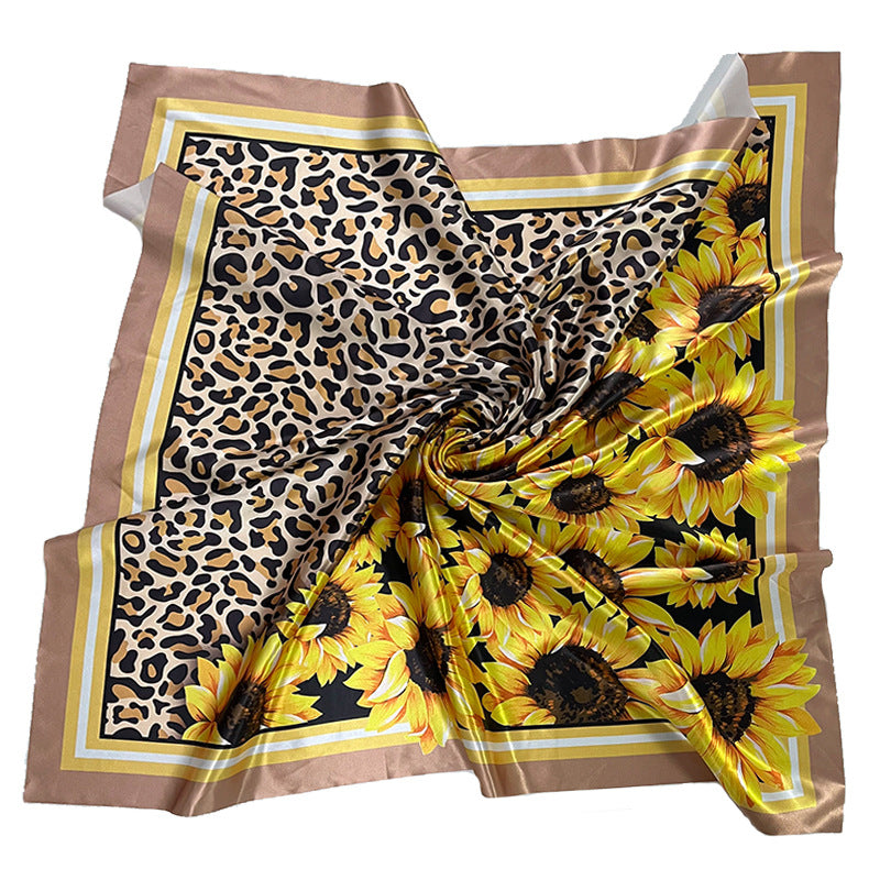 Wholesale sunflower leopard  sunflower  large square scarf