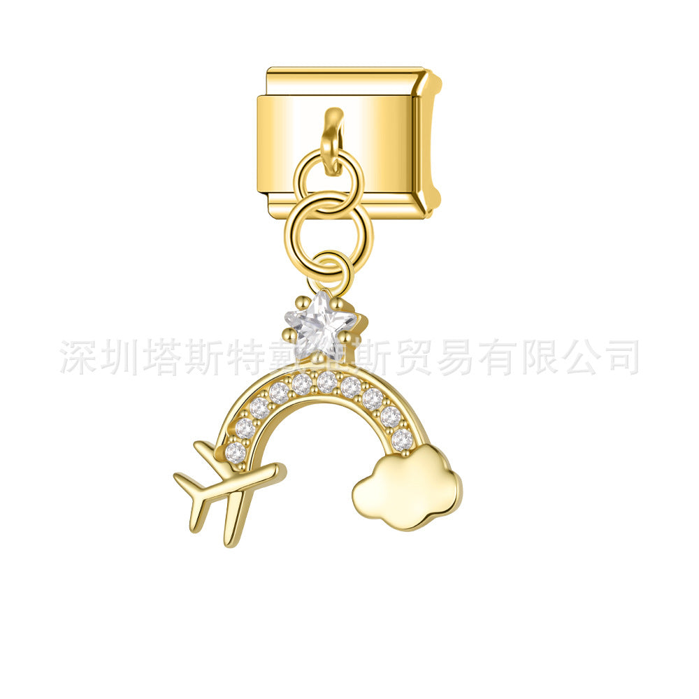 Wholesale Electroplated Alloy Heart Shaped Modular DIY Pendant Bracelet Gift Fashion Accessory