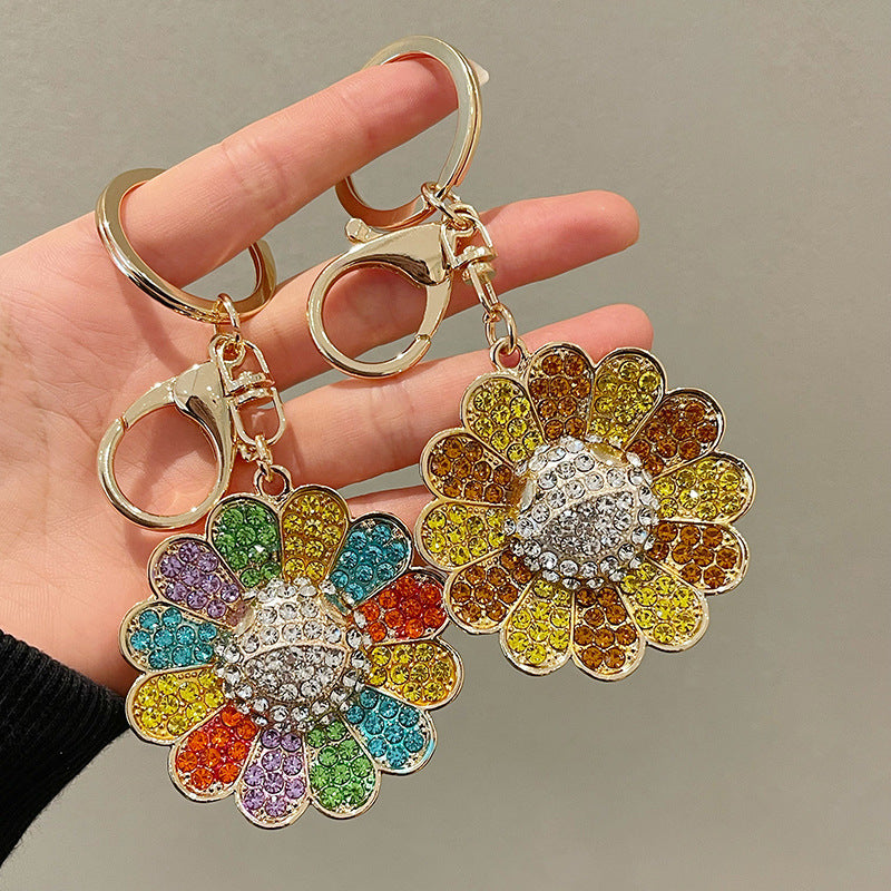 Wholesale Cartoon Colorful Rhinestone Sunflower Alloy Keychain ACC-KC-CH001