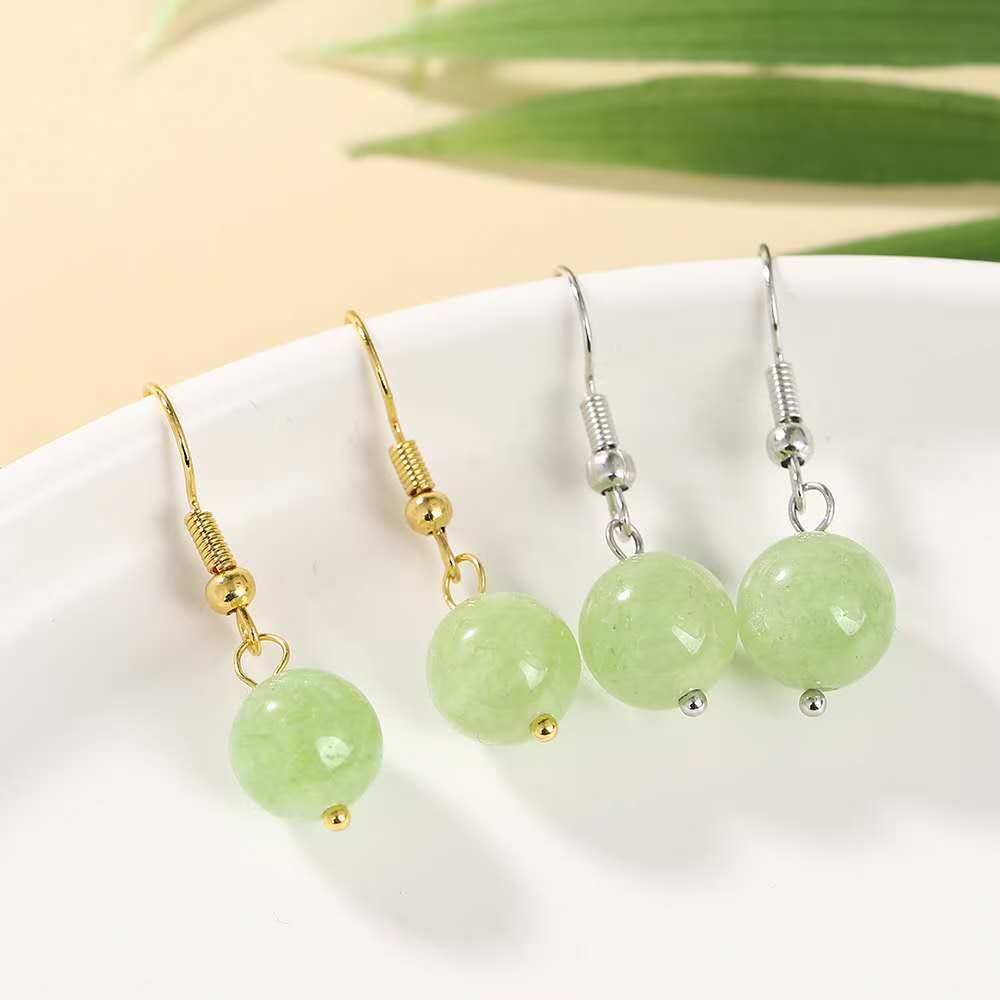 Wholesale  green hetian jade earrings  retro earrings