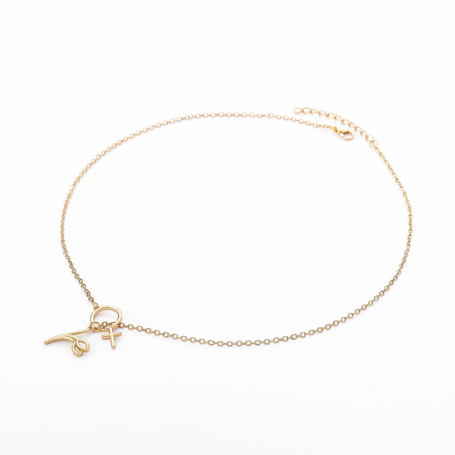 Wholesale mother's day jewelry fashion personality golden cross tulip pendant necklace