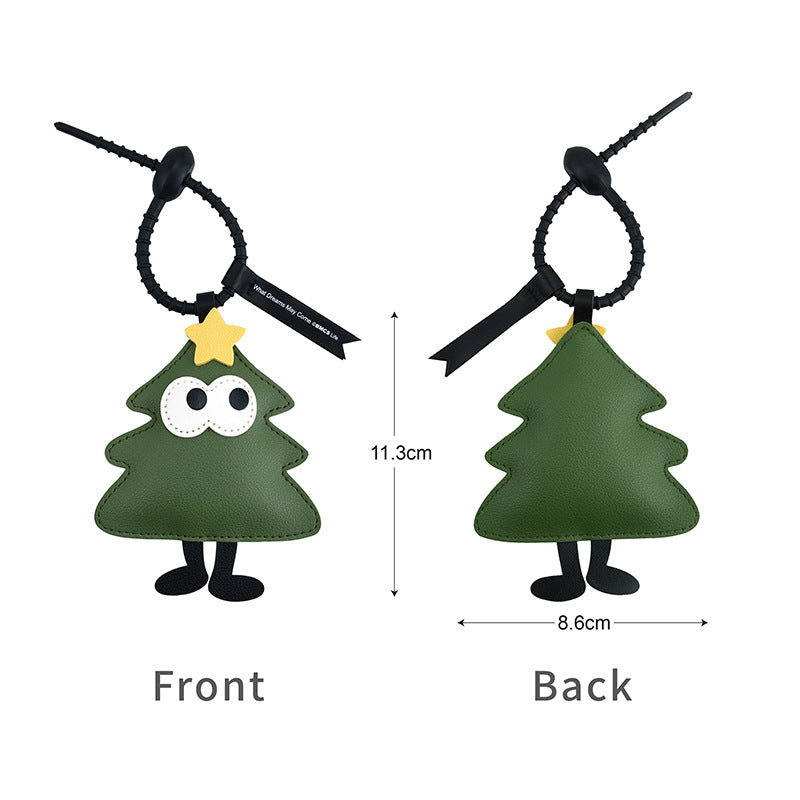 Wholesale Christmas Tree Keychain PU Leather Cartoon Pendant Gift
