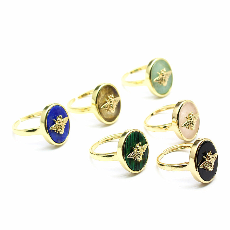 Wholesale gold-plated small bee glitter ring