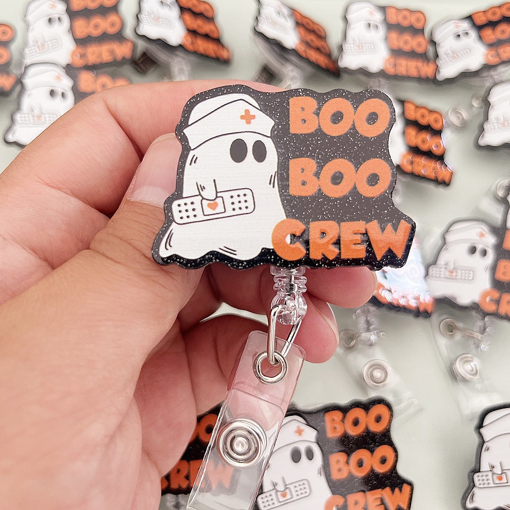 Wholesale Halloween Ghost Series Acrylic Retractable Rotating Badge Keychain