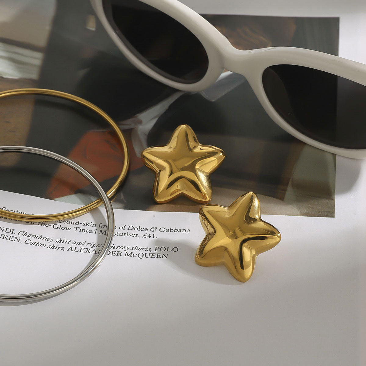 Wholesale  five-pointed star stainless steel earrings light luxury  earrings