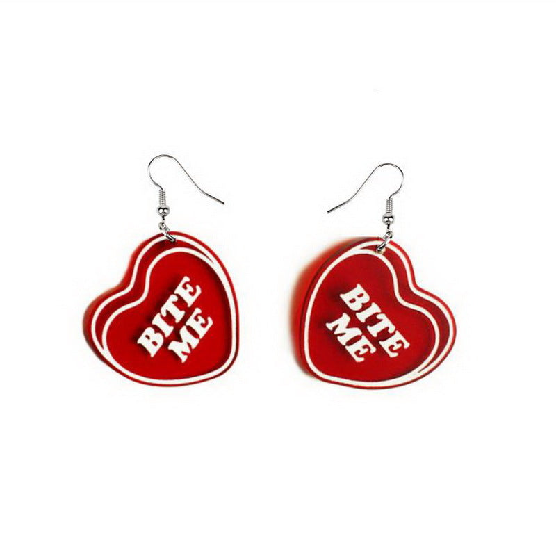 Wholesale Valentine' s Day Acrylic Heart Element Earrings