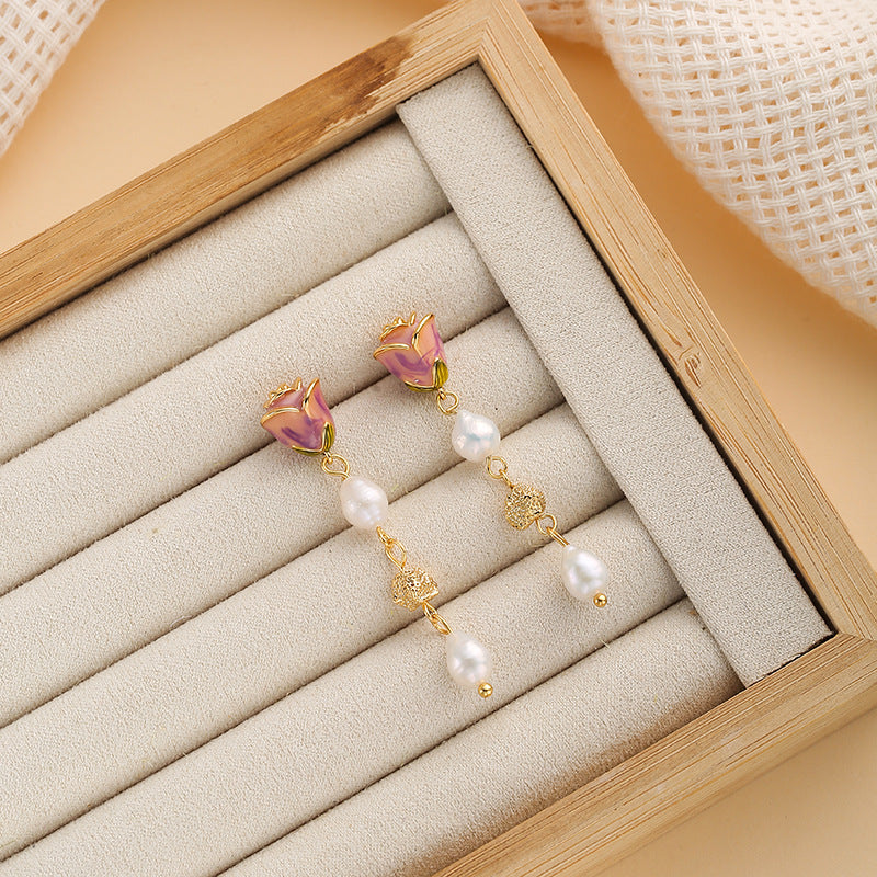 Wholesale  Pearl Earrings Flower Earrings Light Luxury  Ear Jewelry