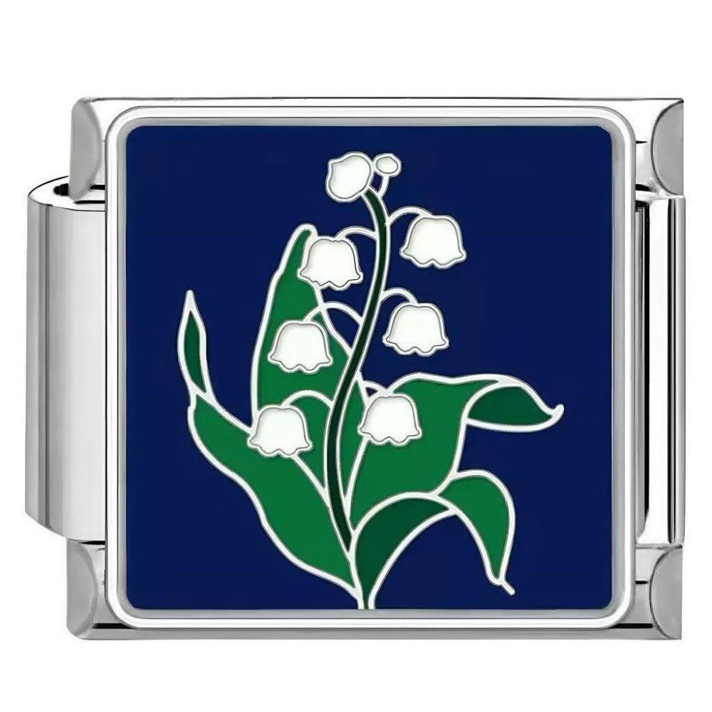 Wholesale DIY modular bracelet with floral pattern,  original design,  Italian Charms Bracelet