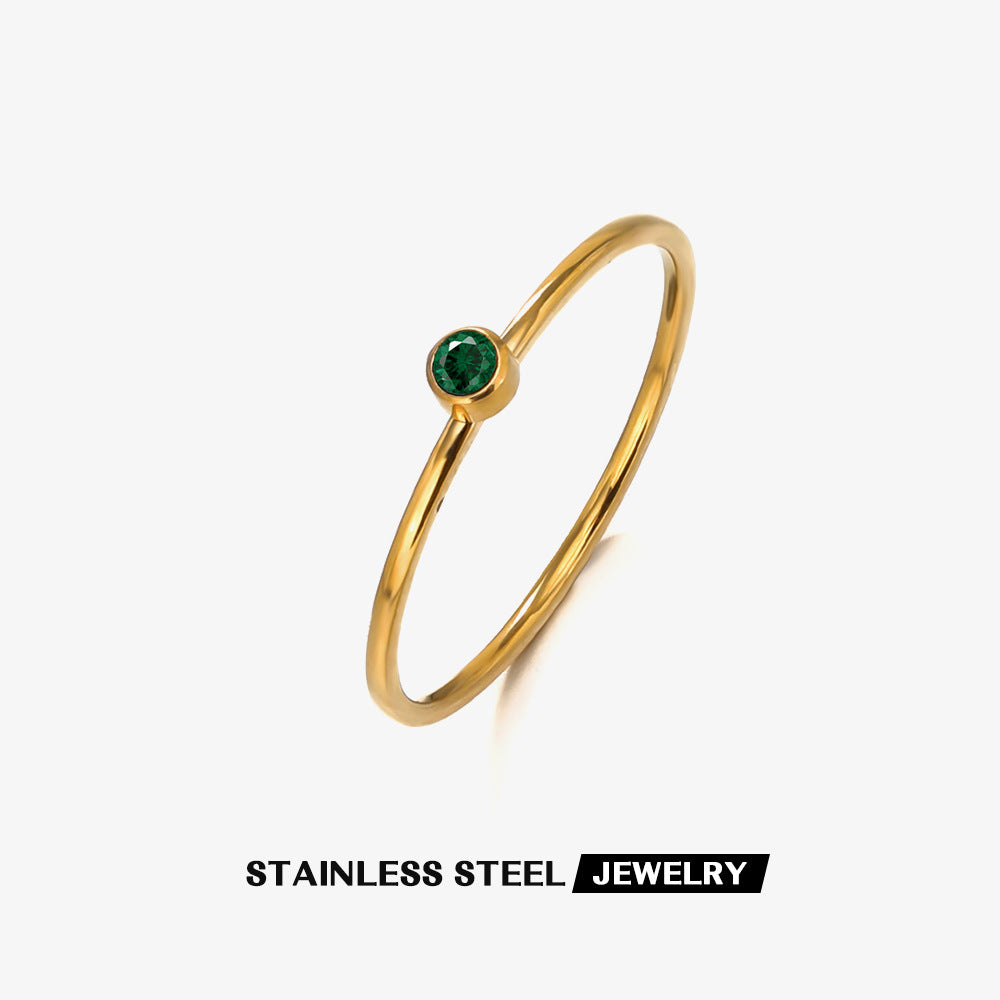 Wholesale Twelve Month Birthstone Diamond Stainless Steel Rings ACC-RS-JiaLi006