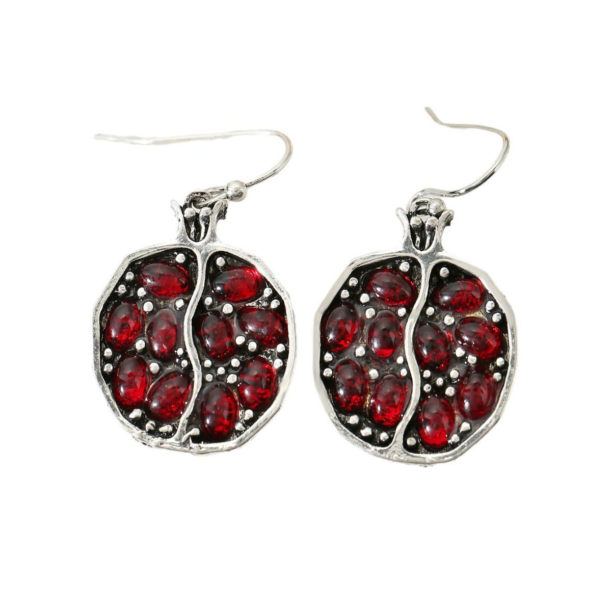 Wholesale Bohemian Red Pomegranate Drop Earrings Gold Zinc Alloy Jewelry Accessory