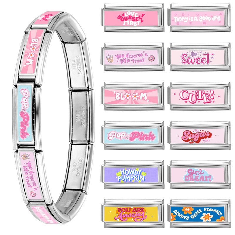 Wholesale 9mm Italian Charm Starter Bracelets DIY Long Terms Stainless Steel Composable Bracelet