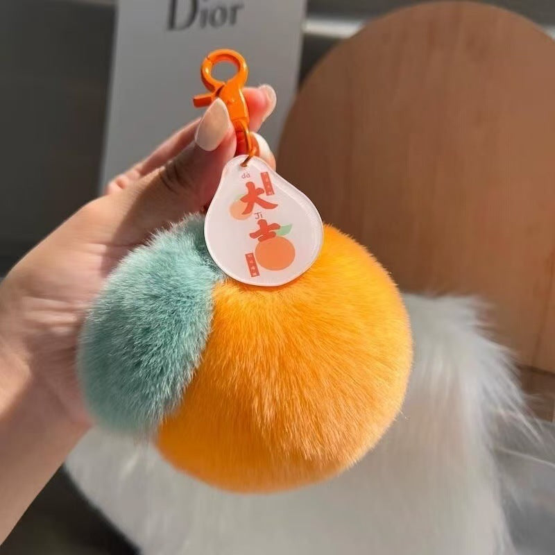 Wholesale National Trend Orange Plush Car Key Pendant Good Luck Gift Fashion Accessory