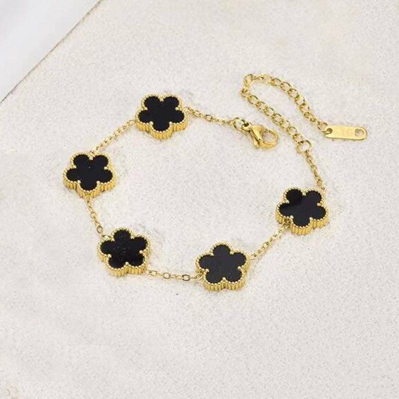 Wholesale Electroplated Stainless Steel Lucky Clover Bracelet - Modern Minimalist Fashion Accessory for Gift or Boutique Resale