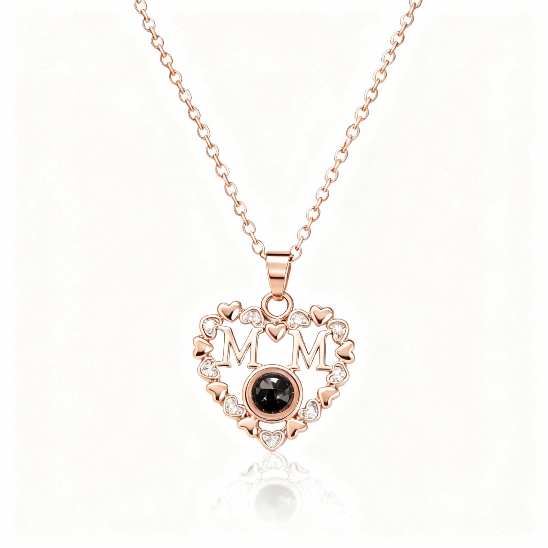 Wholesale Light Luxury Heart Shaped Projection Necklace,  100 Languages I Love You Pendant,  Real Gold Plated Titanium Steel,  Jewelry Accessory Gift for Women