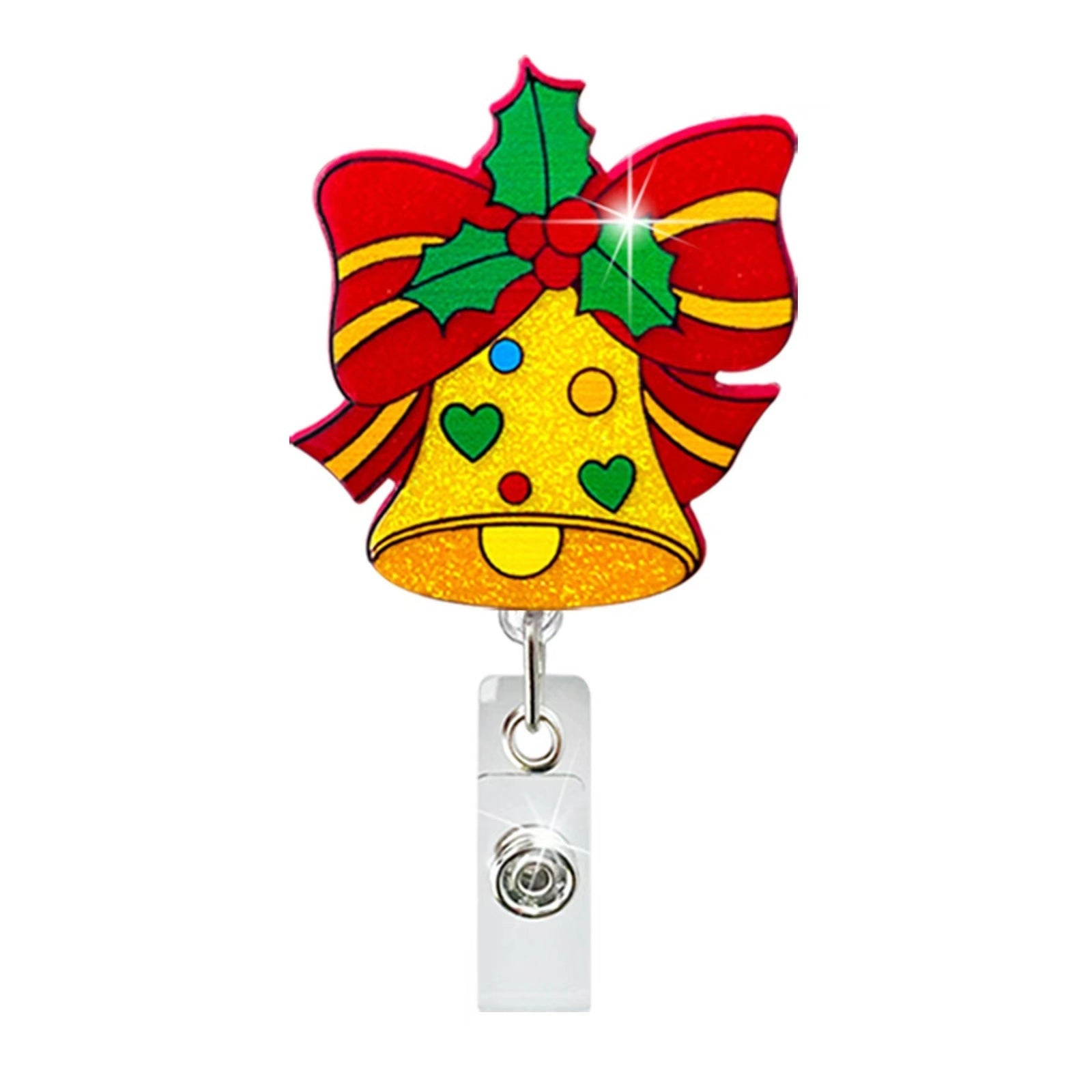 Wholesale Christmas Tree Holiday Glitter Badge Clip Retractable Keychain ACC-KC-LingYu014