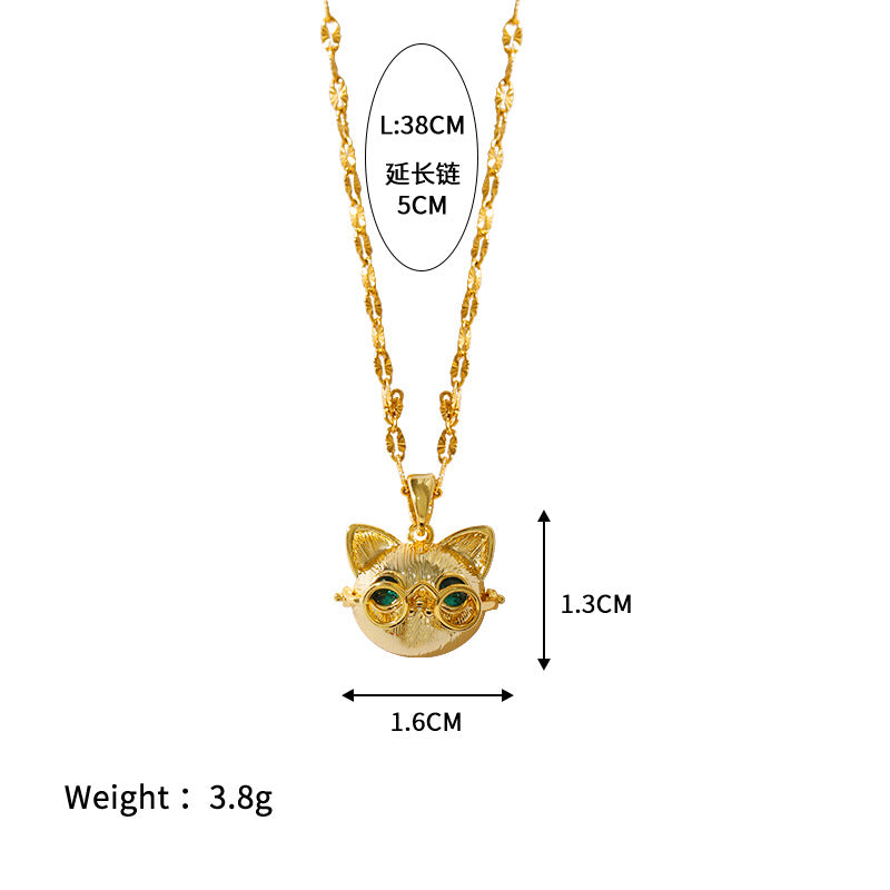 Wholesale Stainless steel  Eye Cat Zircon Copper Plated 18K Gold Color Golden Butterfly Necklaces