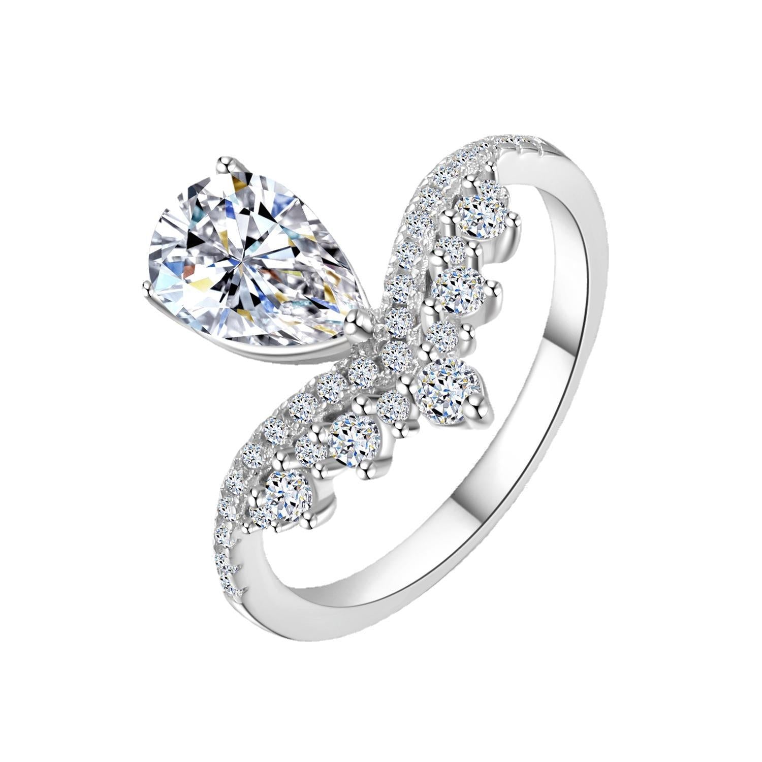 Wholesale Sterling silver S925 moissanite  water drop ring