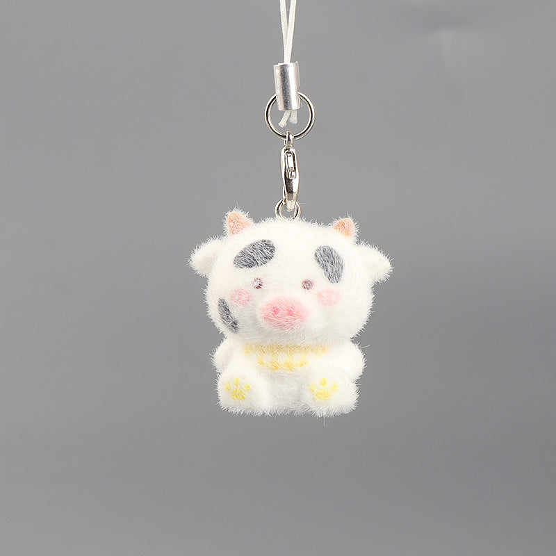 Wholesale Able flocked cow keychain