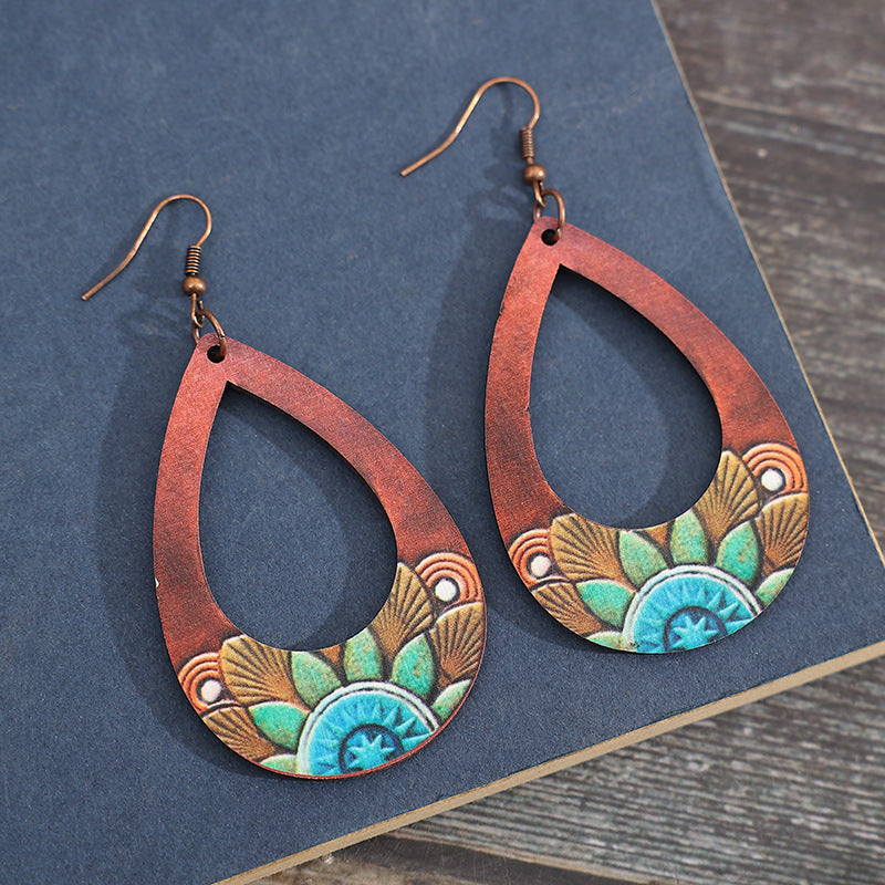 Wholesale Hollow Wooden Bohemian Earrings Handmade Trendy Gift