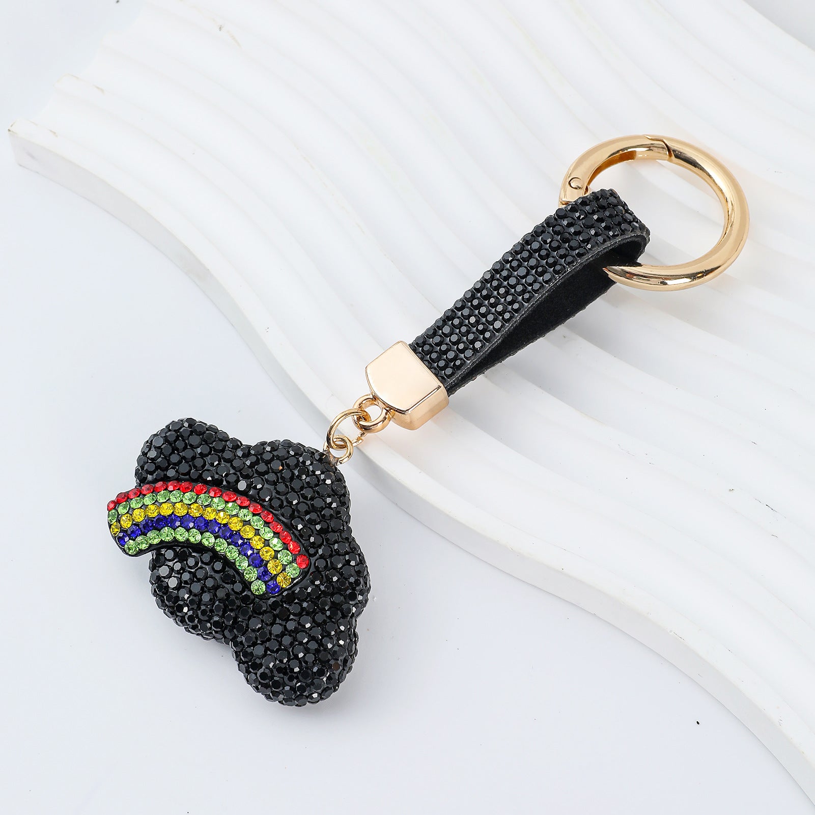 Wholesale double-sided diamond-encrusted colorful cloud  keychain