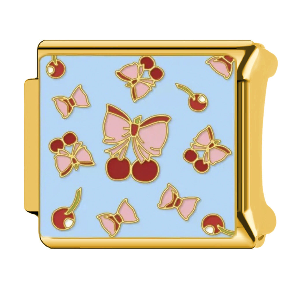 Wholesale Italian Charm Bracelet 9mm DIY  Fruit Cherry Creative Stainless Steel Composable Bracelet