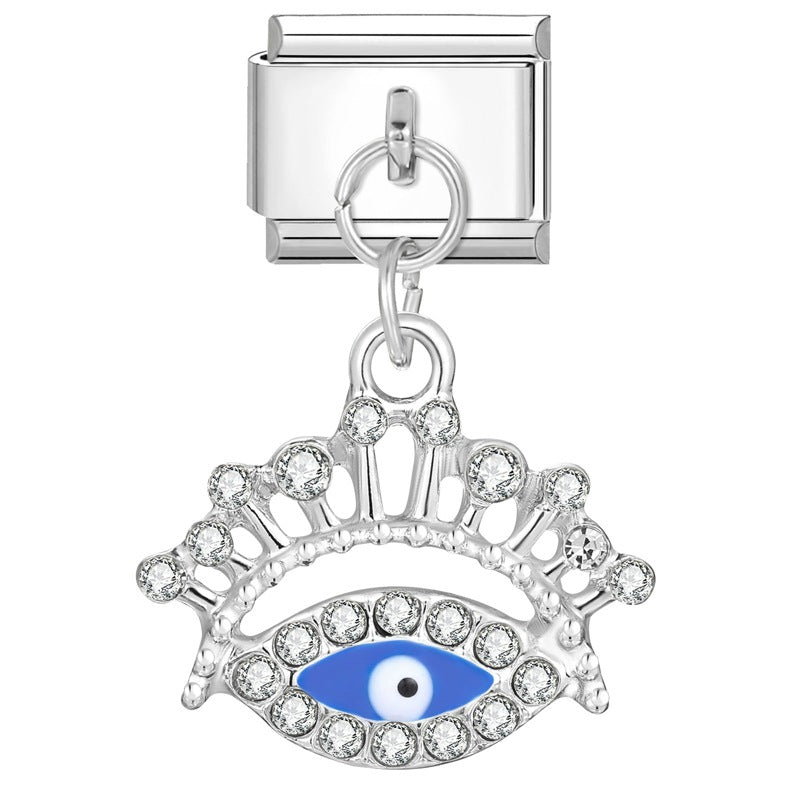 Bracelet de charme italien en gros 9 mm DIY Esplicing Blue Eyes Bracelet composable en acier inoxydable