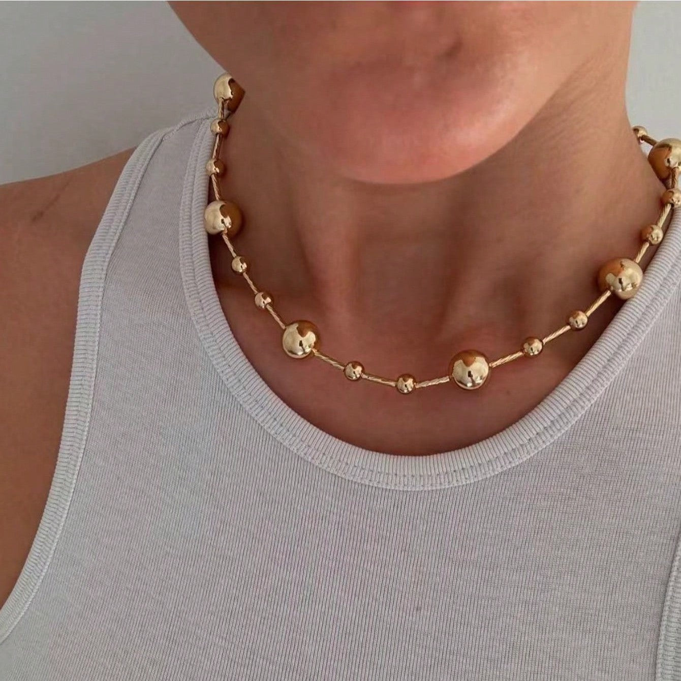 Wholesale exaggerated hip-hop punk round bead necklace