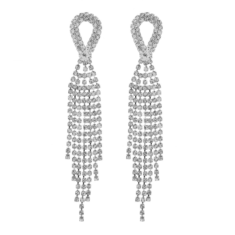 Wholesale Light Luxury Exaggerated Tassel Rhinestone Earrings ACC-ES-MY031