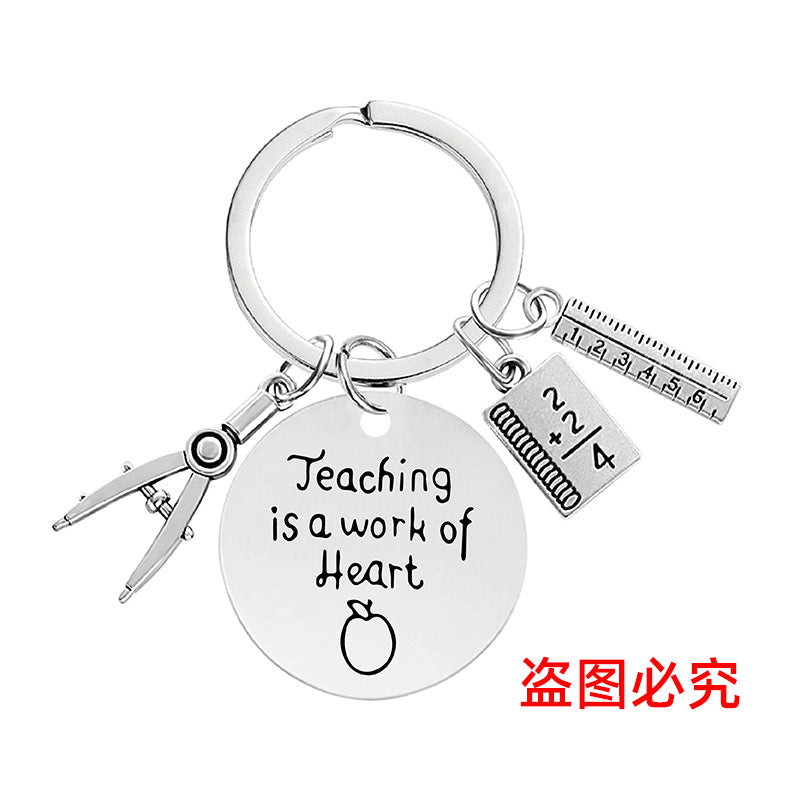 Wholesale Thanksgiving Teacher Compasses Ruler Metal Keychain Holiday Gift ACC-KC-Ganggu018