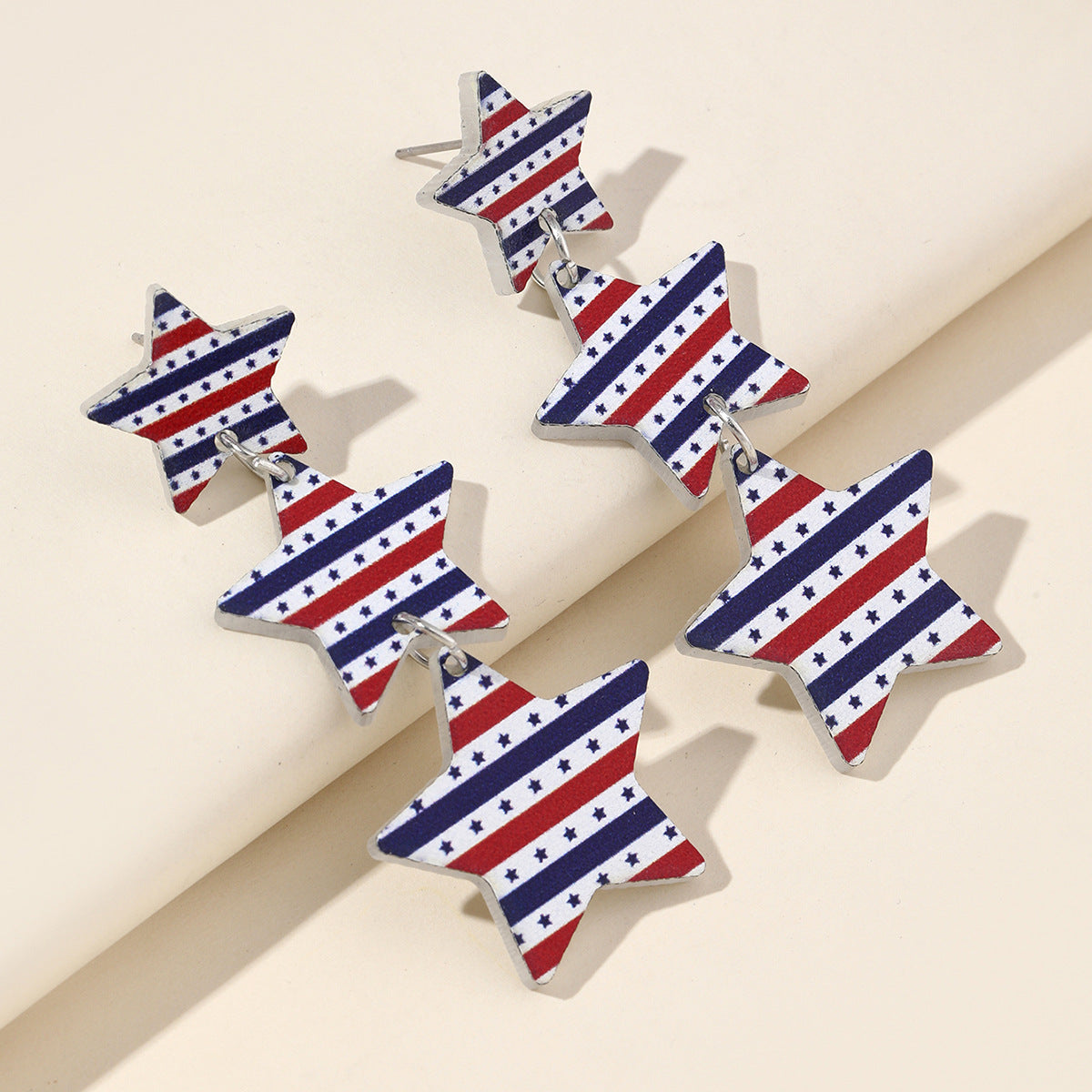Wholesale  National Day Independence Day flag five-pointed star personality earrings