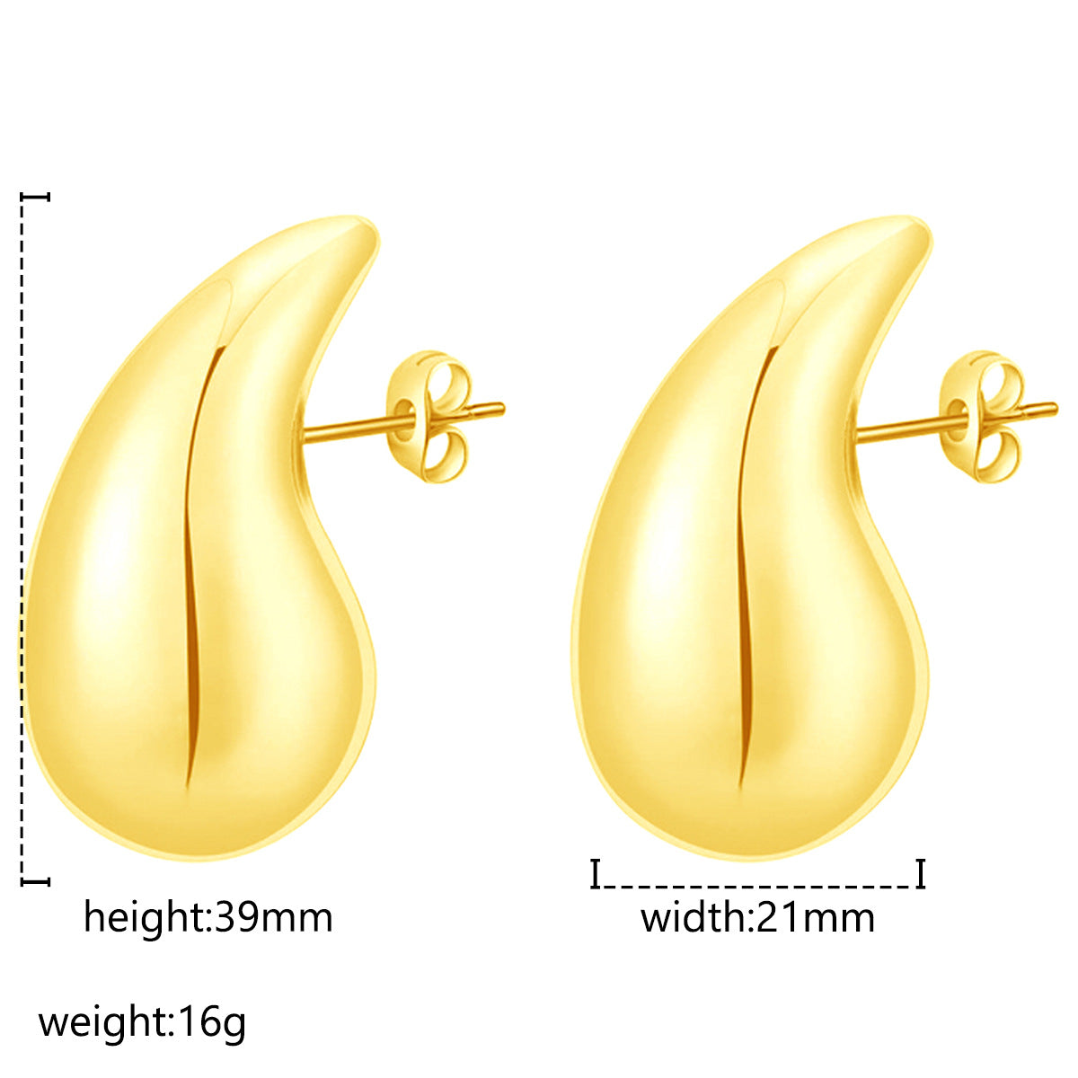 Wholesale Extra Large Teardrop Hollow Stainless Steel Earrings Gold Plated Fashion Accessory for Boutique Resale