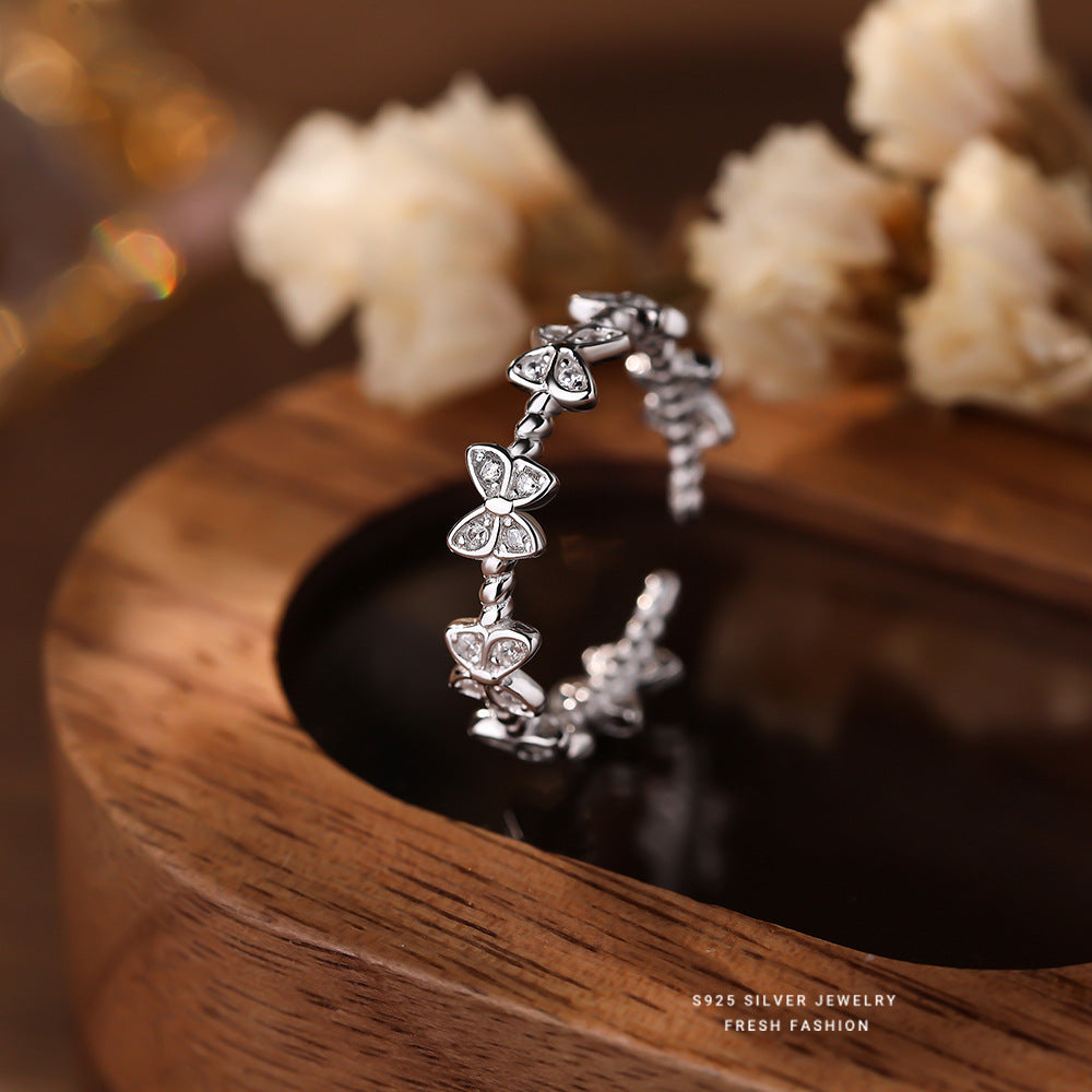 Wholesale light luxury butterfly s925 sterling silver ring