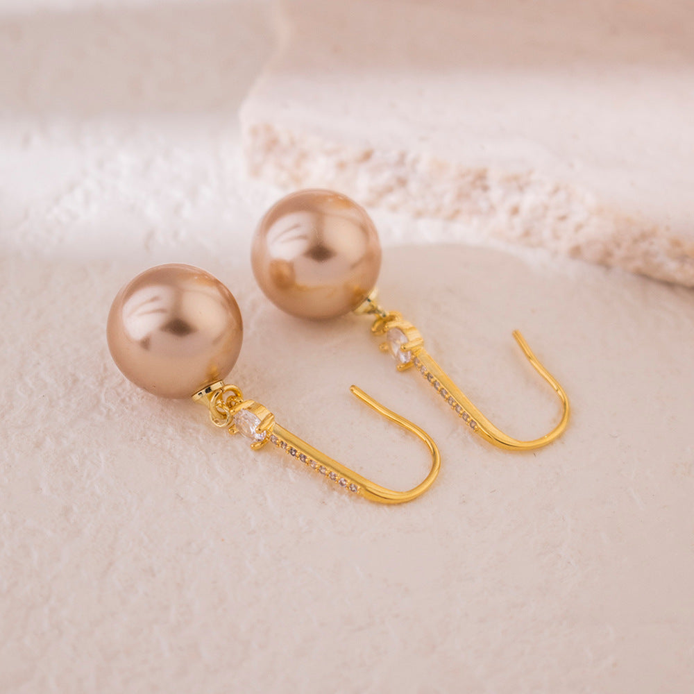 Wholesale Zircon Pearl Ear Hook  Light Luxury Elegant Long Earrings
