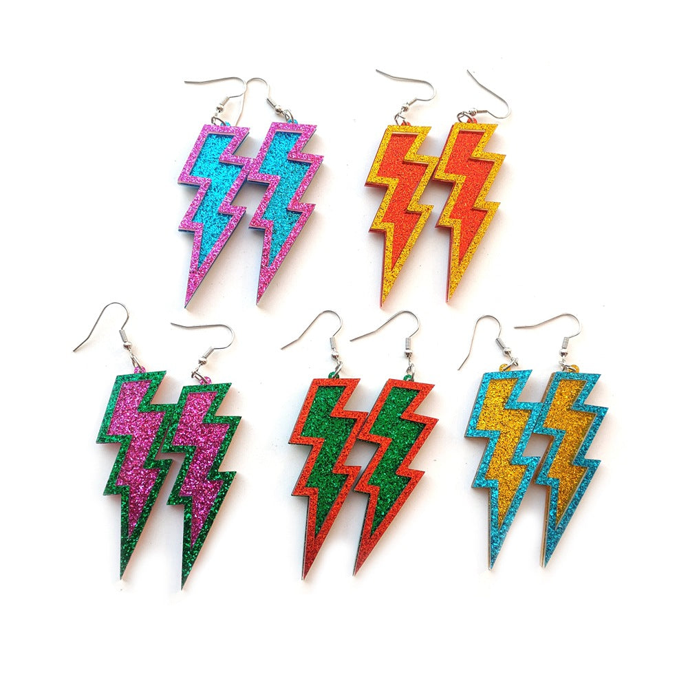 Wholesale Geometric Lightning Acrylic Earrings - Trendy Jewelry Accessory for Party,  Gift &  Boutique Resale