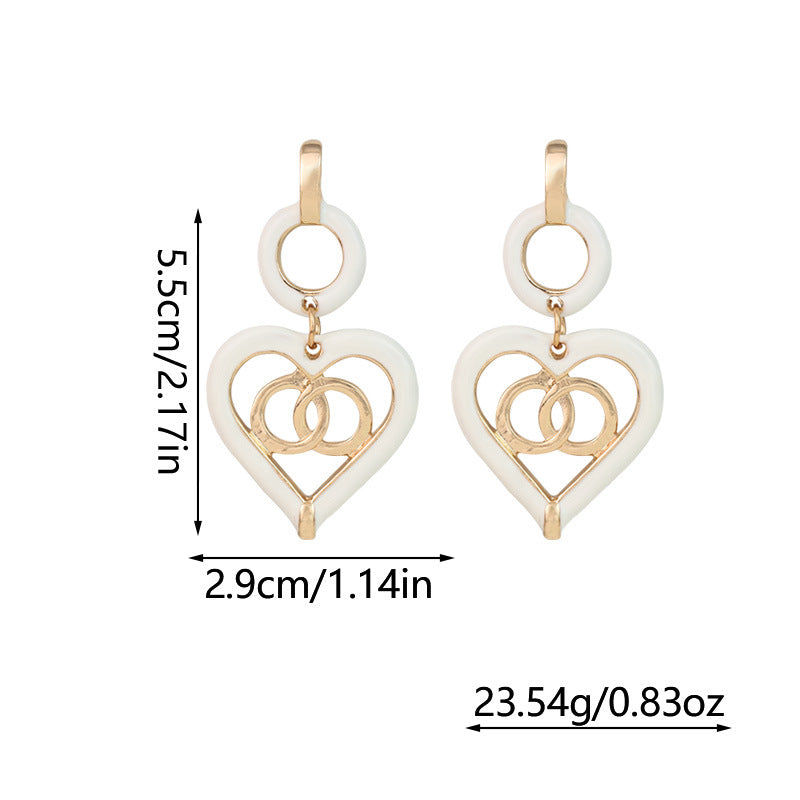 Wholesale vintage oil dripping love silver needle alloy earrings ACC-ES-RuLong007