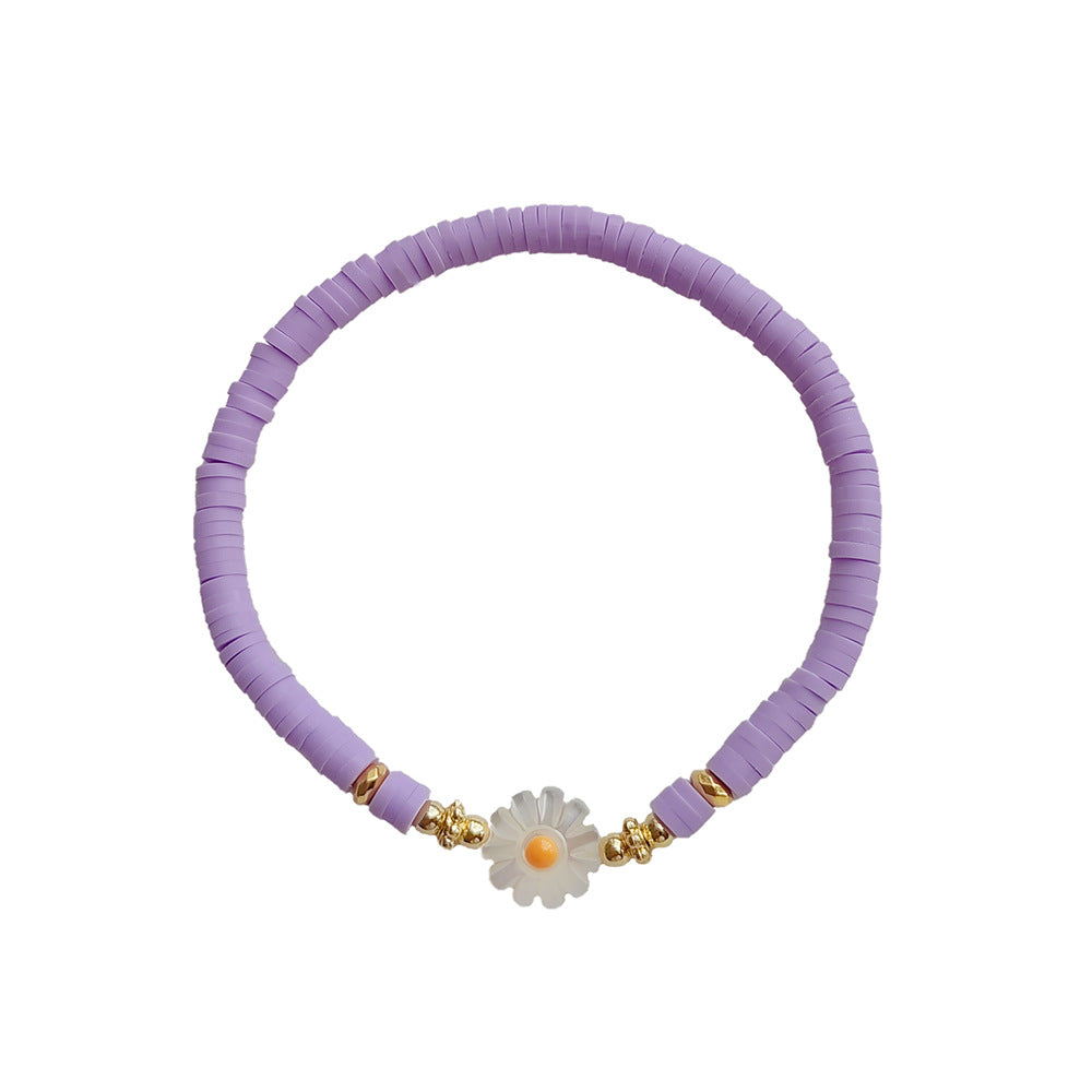 Wholesale bohemian soft clay elastic rope beaded daisy bracelet ACC-BT-Qiqi006