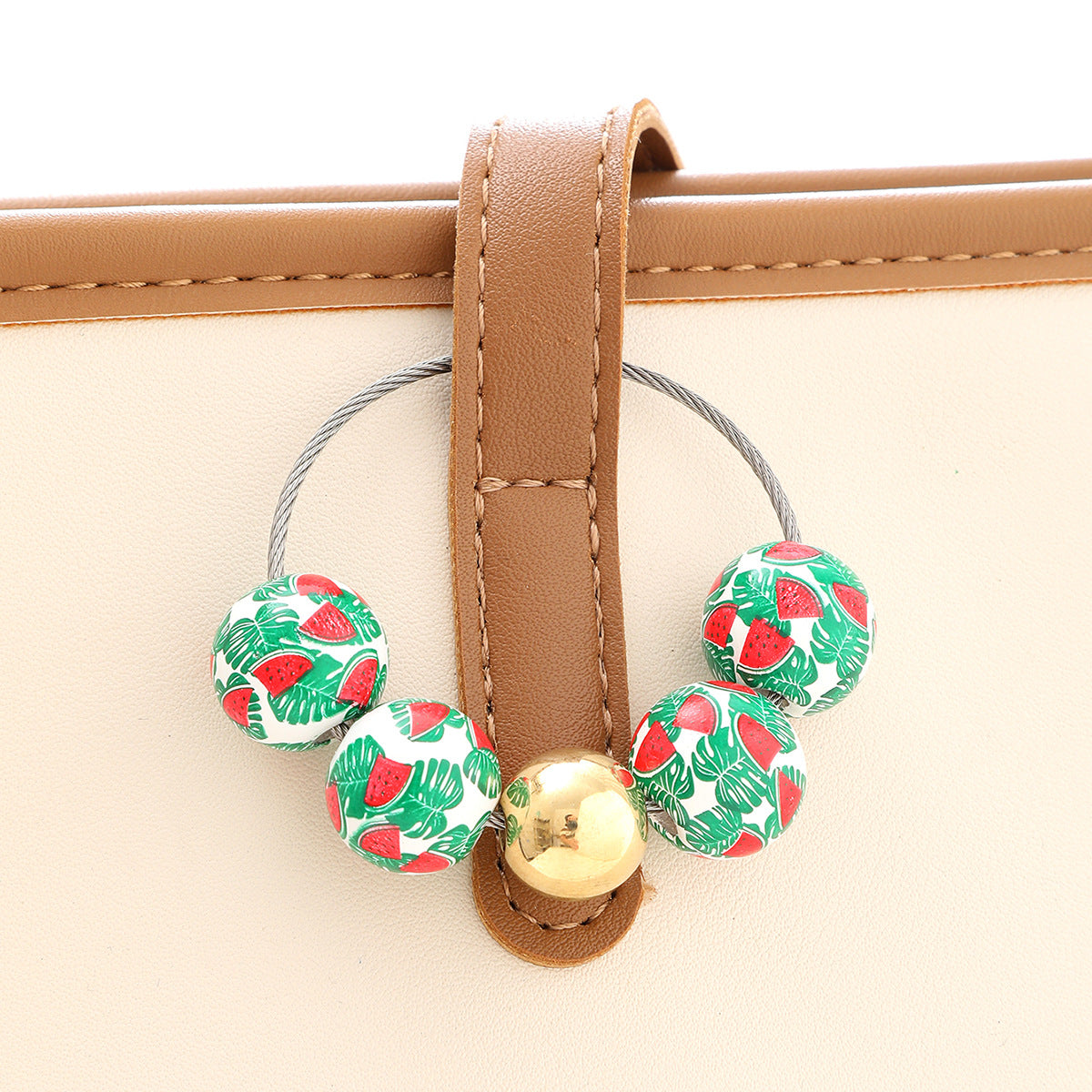 Wholesale Watermelon Flamingo Printed Wooden Beads Beaded Keychain ACC-KC-YTian025