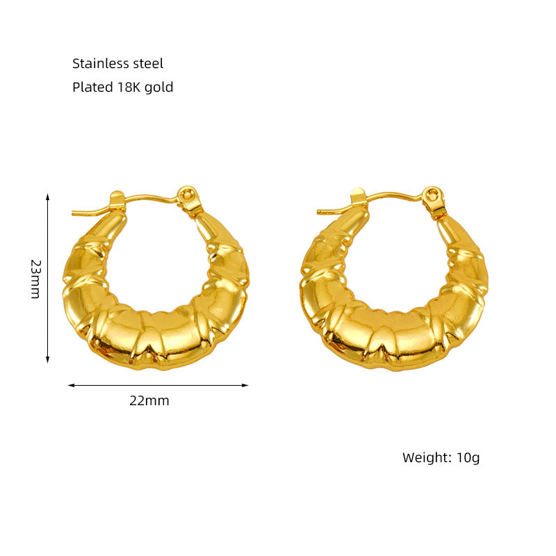 Wholesale Stainless steel Golden Bow Retro Twist Earrings