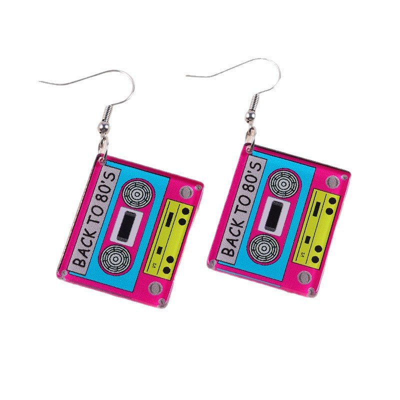 Wholesale  Cute Contrasting Color Printed Tape Acrylic Earrings
