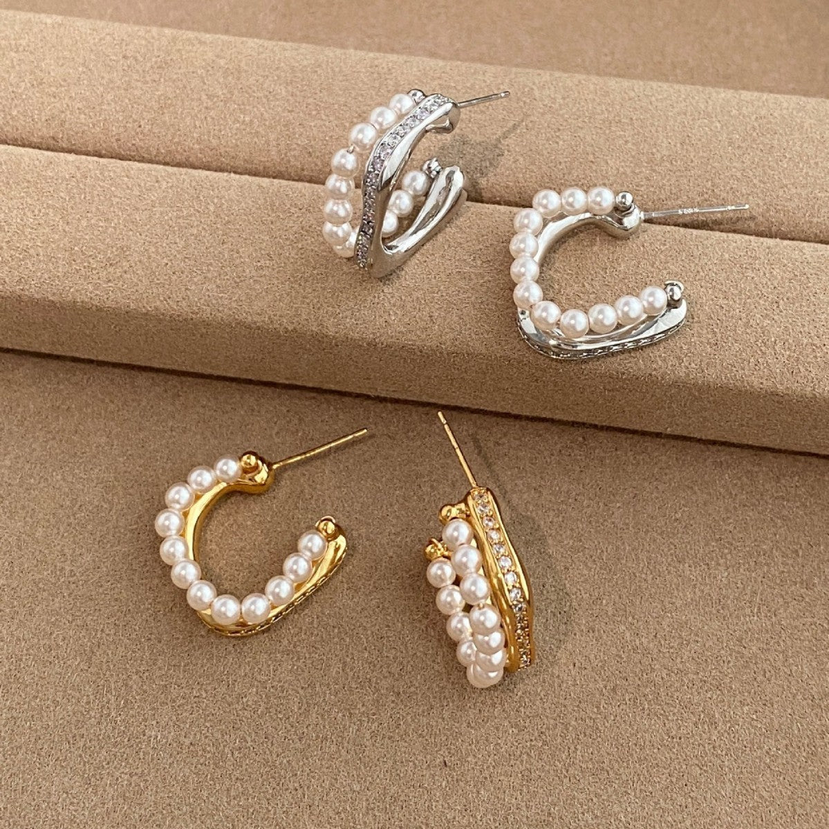 Wholesale Diamond and pearl earrings