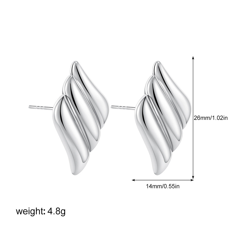 Wholesale  14k gold pleated geometric lines thread earrings