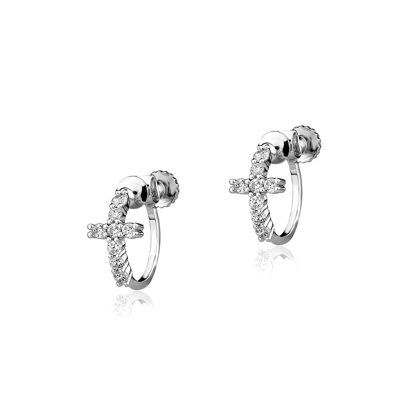 Wholesale Cross Ear Clip Circle Diamond Earrings
